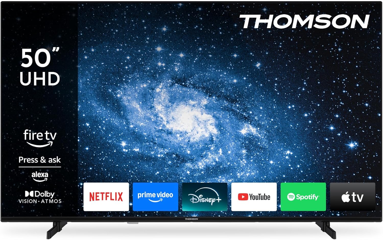 Thomson Telewizor 43 Cale (108 cm) 4K UHD Smart Fire TV, Sterowanie Głosowe Alexa, Potrójny Tuner (DVB-T/T2/C/S/S2), Dolby Vision, Dolby Atmos, HDR10, AirPlay, HDMI 2.1, WiFi, Bluetooth - 43UF4S35