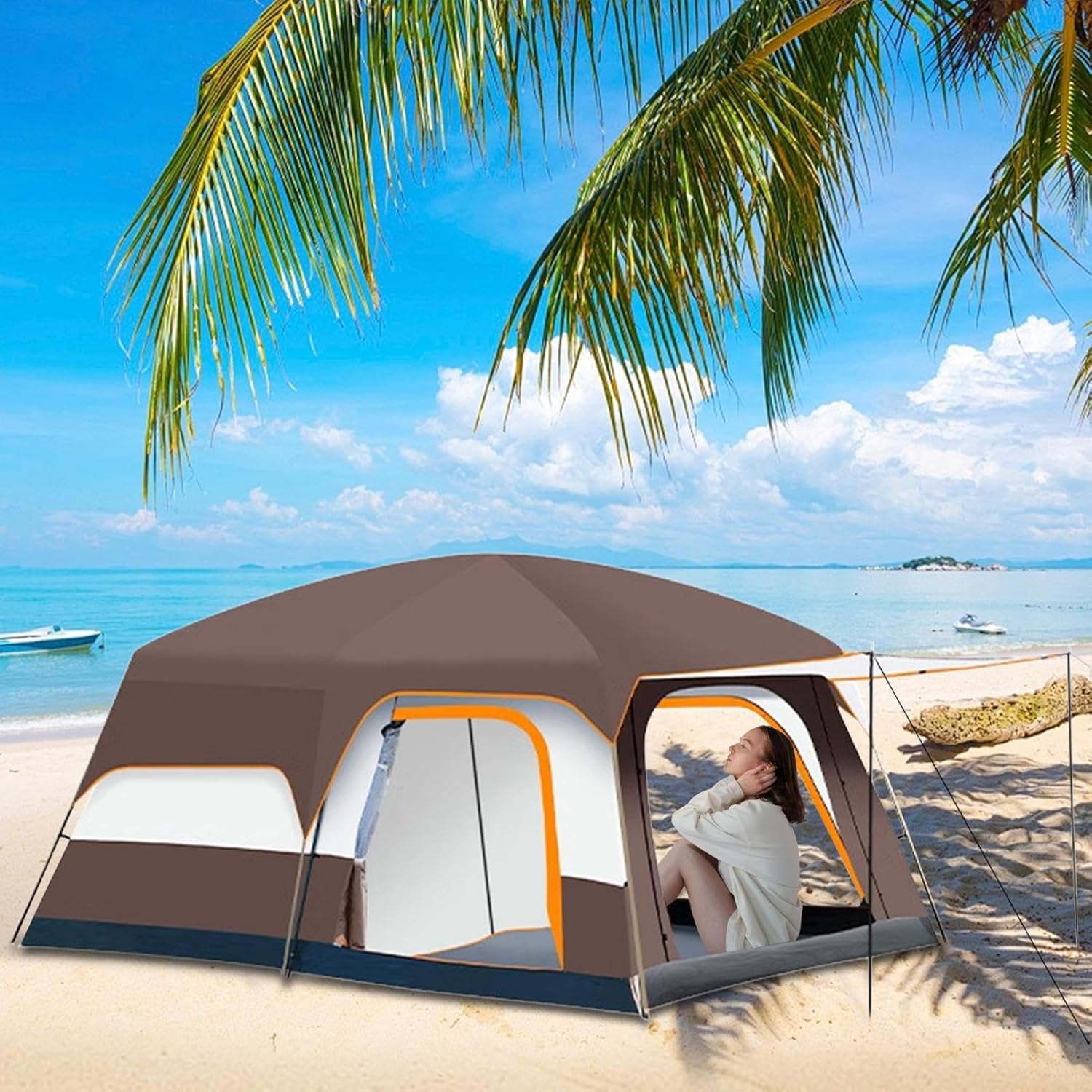 Familienzelt mit Zimmern – großer wasserdichter Hüttenschutz für Camping, Wandern, Festivals, Picknicks, Rucksackreisen, Outdoor-Abenteuer, Übernachtungen und Hinterhofreisen
