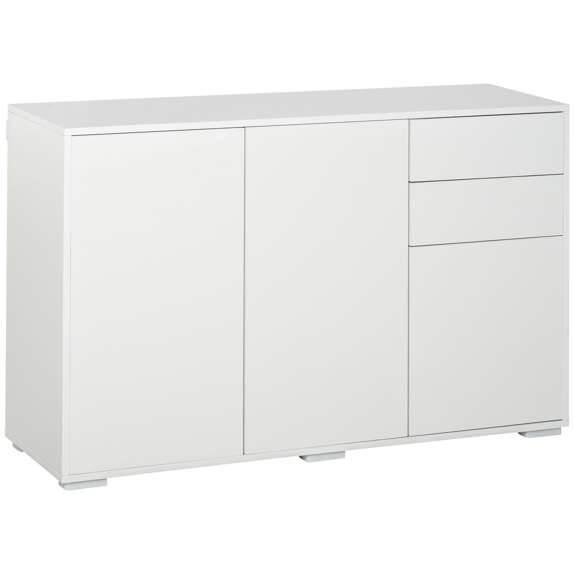 Witte Dressoir Kast, 2 Laden, Push-Click, 117 cm x 36 cm x 74 cm