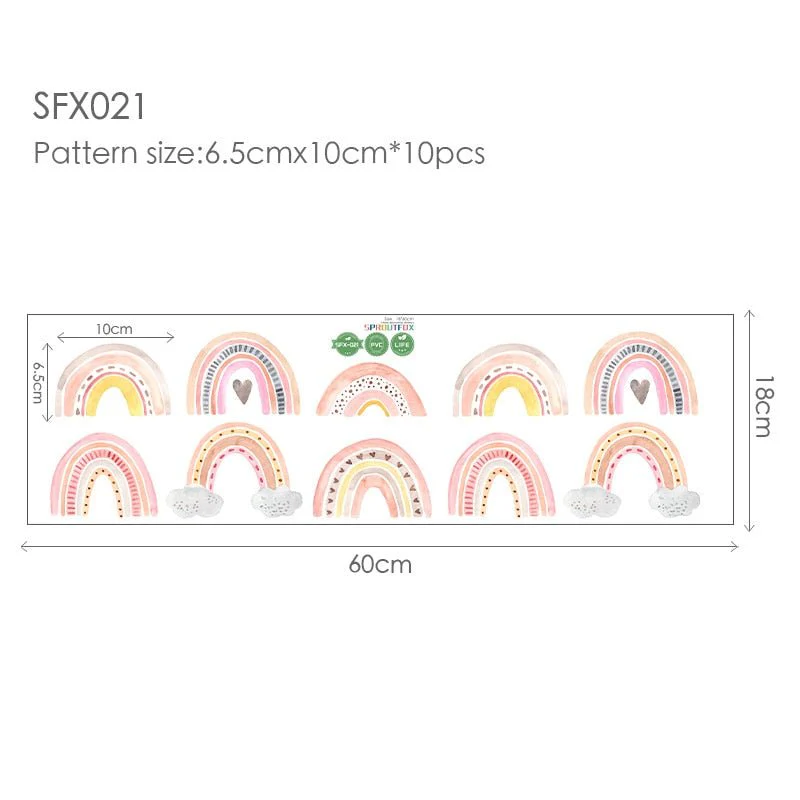 Boho Pink Rainbow Nursery Wall Decals