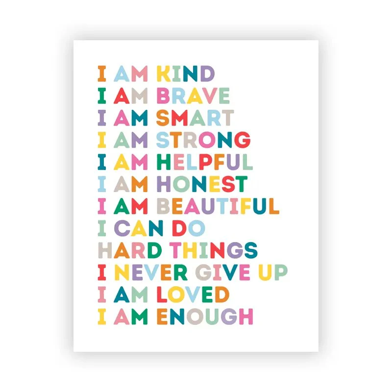 Positive Affirmations Colorful Nursery Wall Art