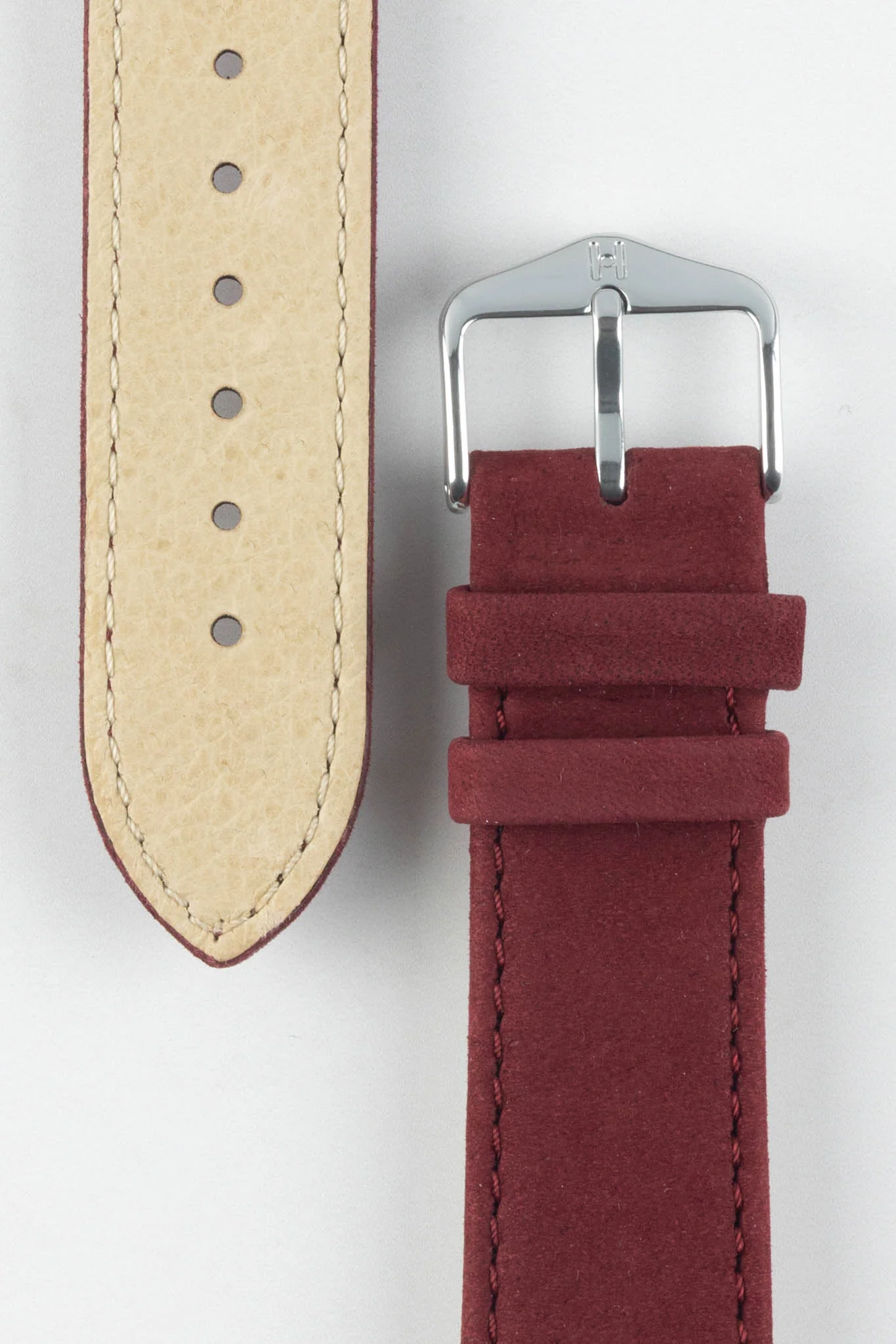 Hirsch OSIRIS Limited Edition Calf Leather with Nubuck Effect Watch Strap in BURGUNDY