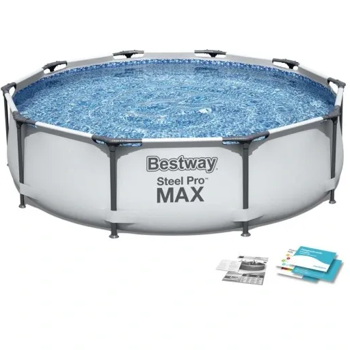 BASEN STELAŻOWY OGRODOWY BESTWAY 56408 305x76 CM DUŻY ZESTAW POKRYWA MATA