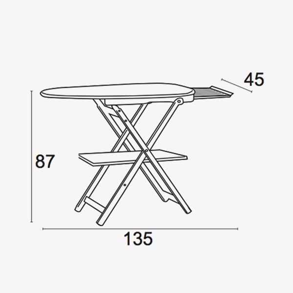 Klappbarer Bügeltisch, 622 ASTIR, Buche massiv, kirschbaumfarbig, Nicht höhenverstellbar, 135 x 45 x h87 cm - Arredamenti Italia AR_IT Il Cuore del Legno