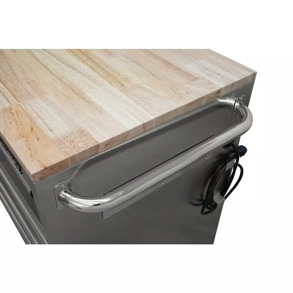 72 inch 18-laden 24 inch D mobiele werkbank met massief houten blad roestvrij staal