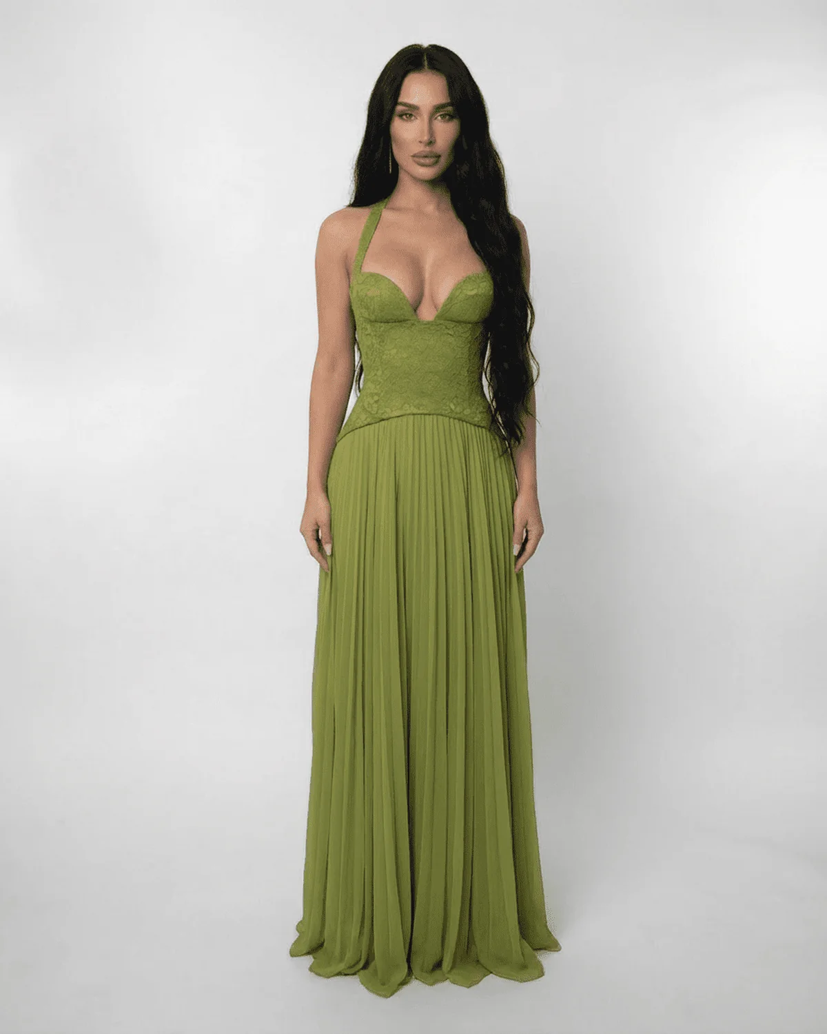 Verdant Maxi-Kleid �C Elegantes Kleid mit Spitzenoberteil