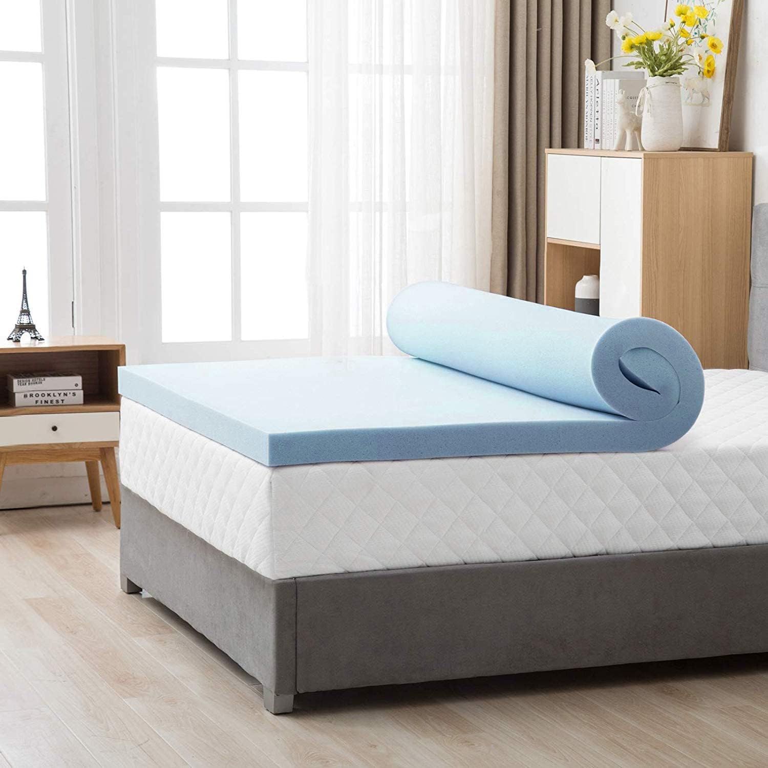 Double Size Cool Gel Memory Foam Mattress Topper with Bamboo Cover