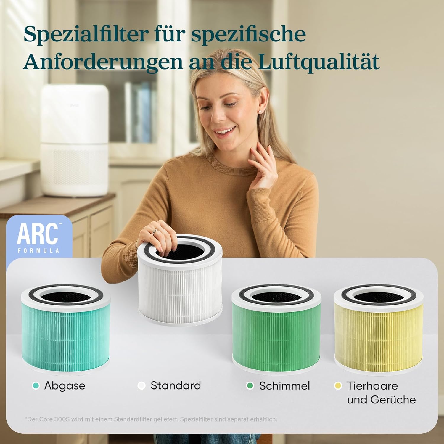 Levoit Luftreiniger mit HEPA Luftfilter gegen 99,97 Prozent Schimmel Staub Pollen Tierhaare, Luftqualitäts-Feedback und Auto-Modus, CADR 240m³/h für Raucherzimmer, bis zu 50m², Weiß