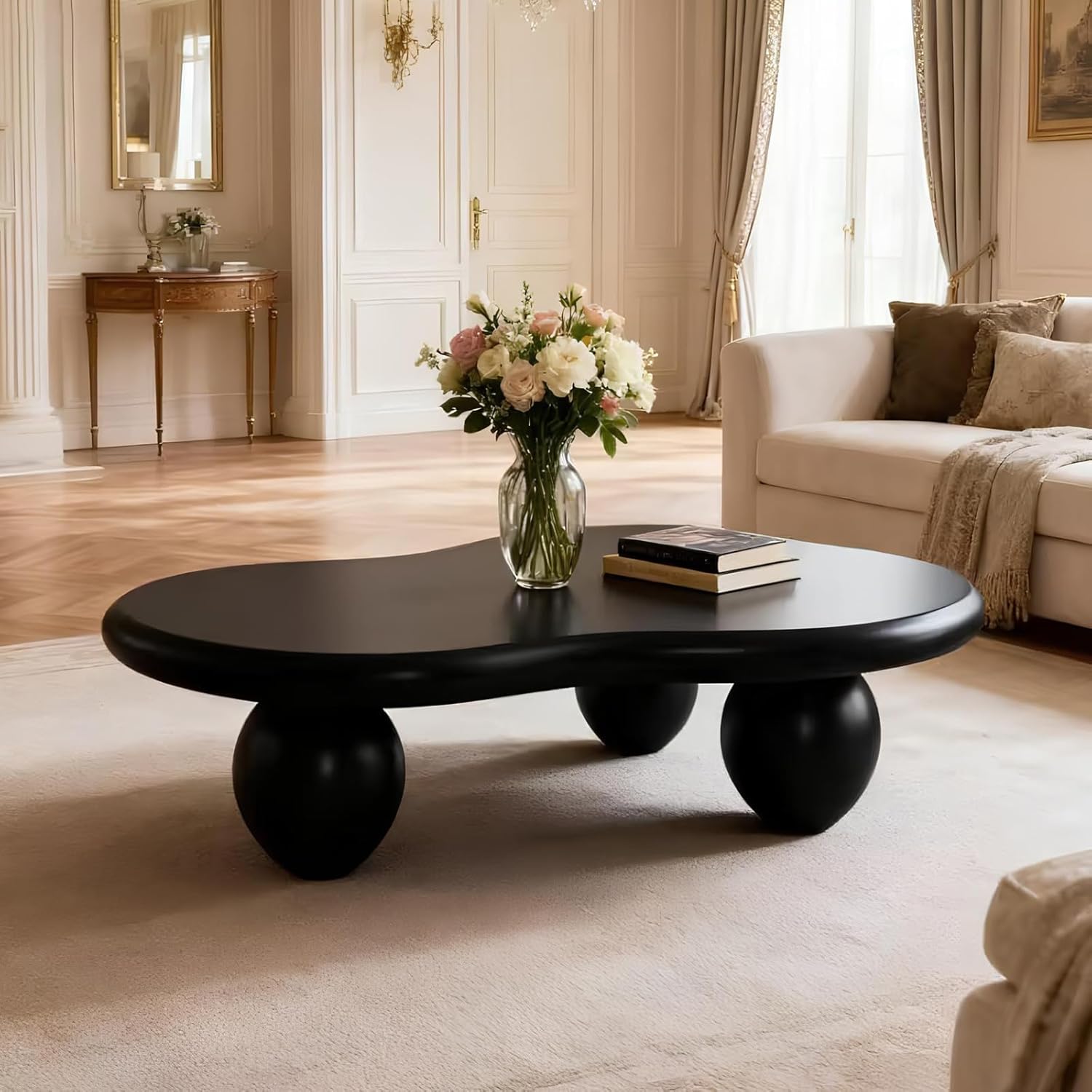 Wolke Couchtisch, Moderner Wohnzimmertisch Sofatisch, Couchtisch im Cartoon-Stil für den Innenbereich, Kaffeetisch Beistelltisch, Mitteltisch für Wohnzimmer Schlafzimmer (Schwarz 105CM)
