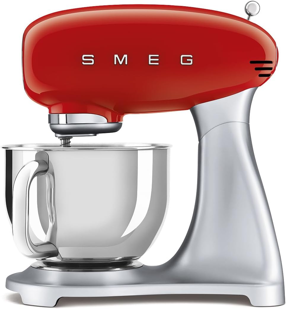 Smeg, SMF02PKEU Küchenmaschine, 10 Geschwindigkeitsstufen, Planetenrührwerk, Sicherheitsabschaltung, 2 Rührbesen, Kugelgriff aus Edelstahl, 800 W, Rose