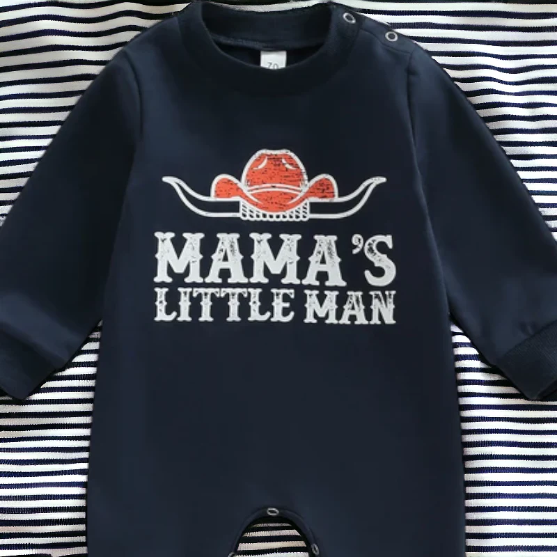Mamas Little Man One Piece Cowboy Baby Romper