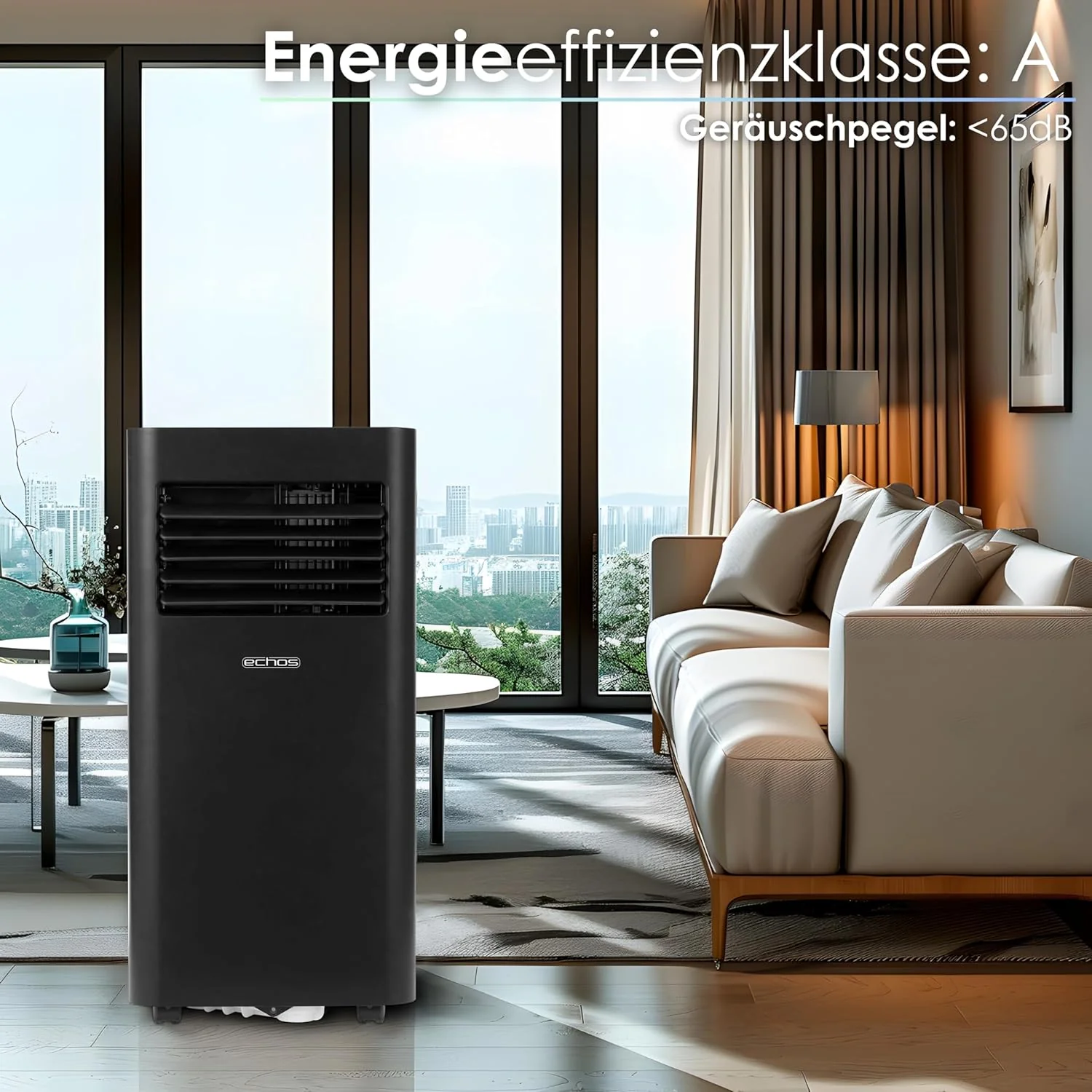 Echos airconditioning 3-in-1 WIFI mobiel raamafdichting met afvoerslang 24u timer afstandsbediening 9000 BTU 3 standen aircooler mobiele airconditioning airco airconditioner