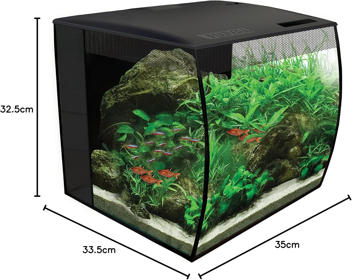Fluval Flex Aquarium 123L, Süßwasser Aquarium, schwarz