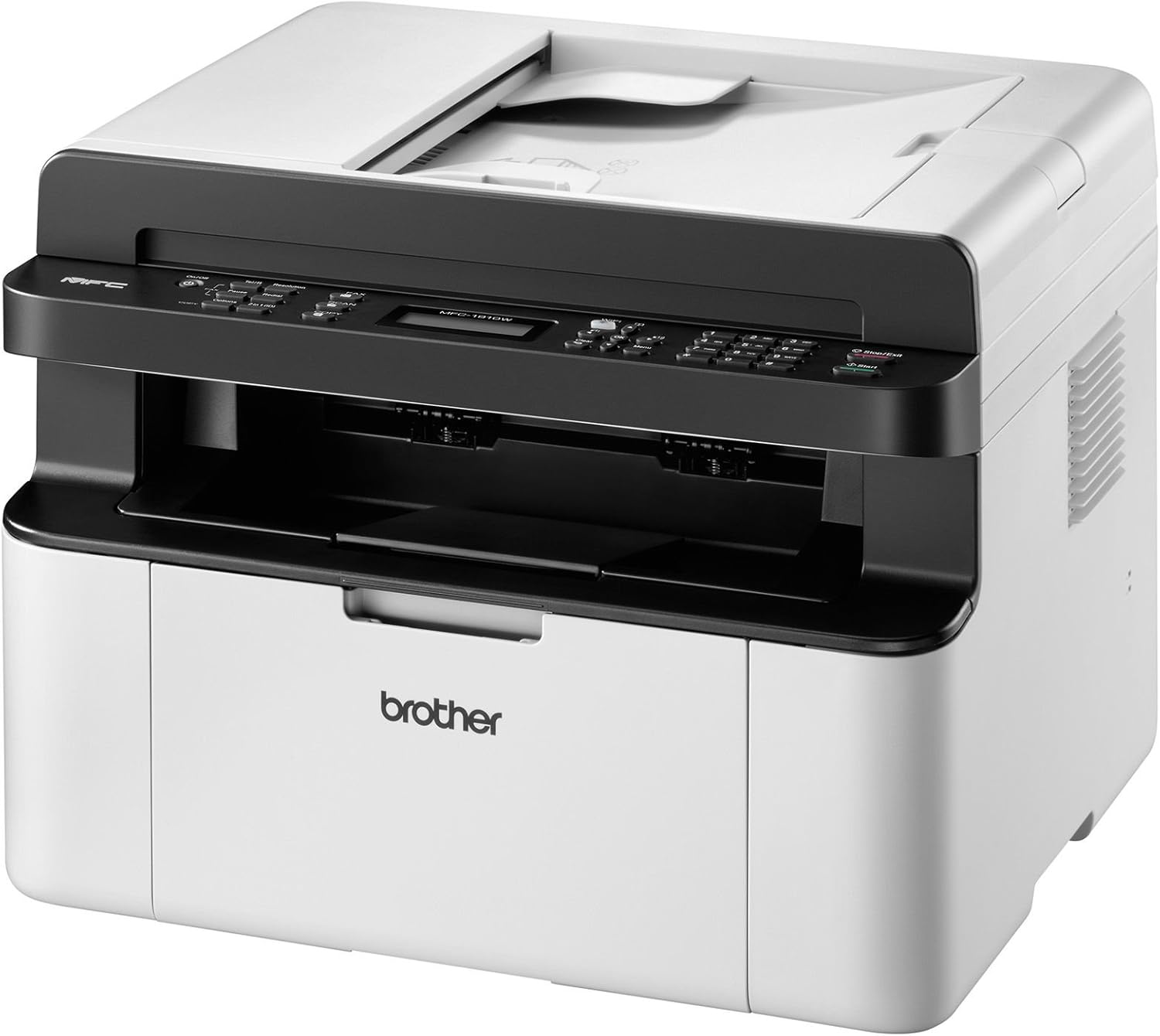 Brother MFC-1910W Kompaktes 4-in-1 Monochrom Monolaser-Multifunktionsgerät (Drucken, scannen, kopieren, faxen, 20 Seiten/Min.) grau/weiß