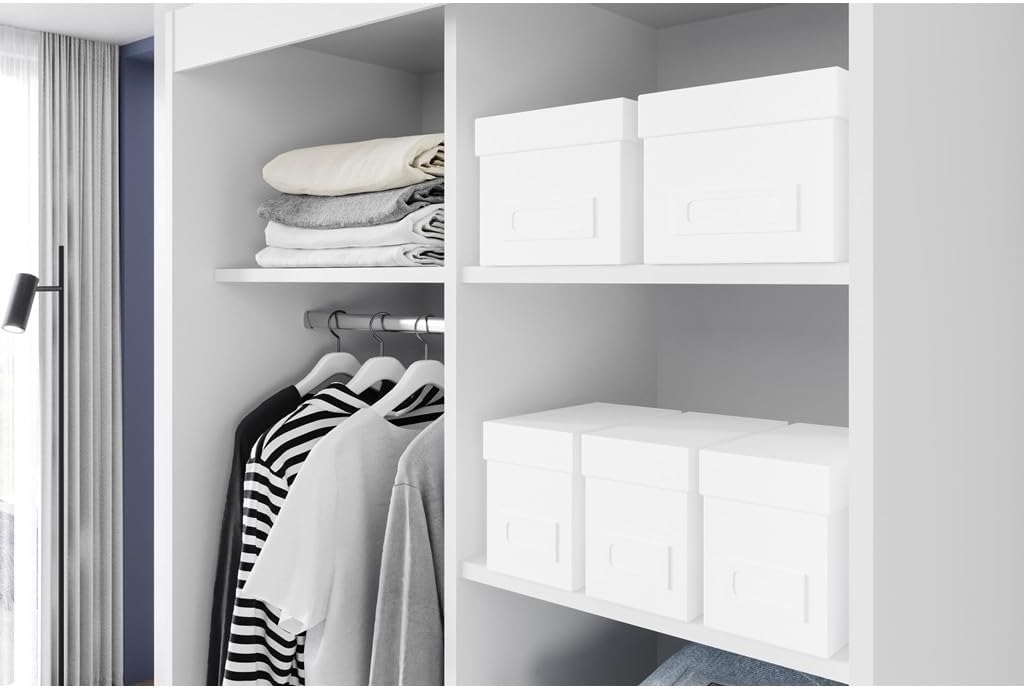 L1 100 cm Weiß Schiebetüren Kleiderschrank 100x216x60 cm Schlafzimmermöbel, Aufbewahrung - Mehrzweckschrank - Farbe: Weiß