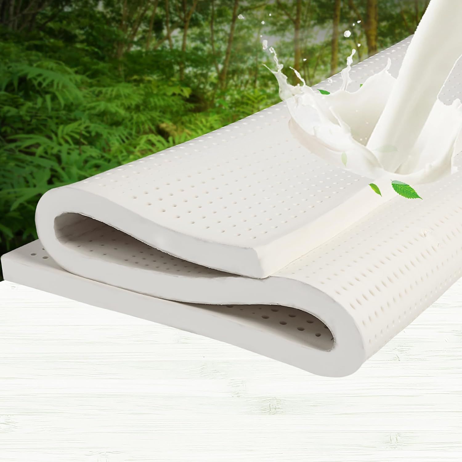 DreamZ Natural Latex Queen Mattress Topper with Removable Cover - Medium Firm, Anti-Bacterial & Breathable, 7-Zone Support, 5cm Thickness