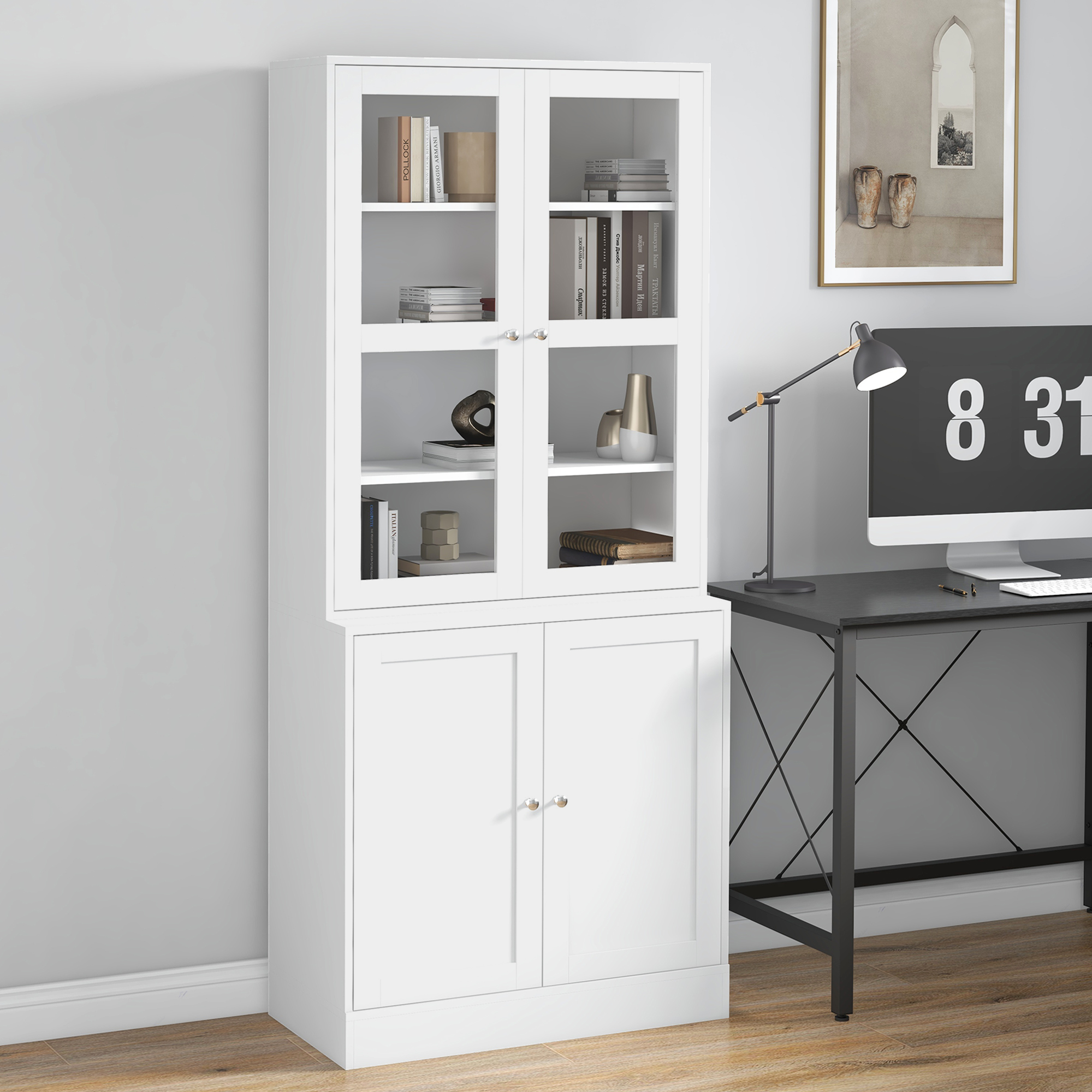 Boekenplank Wandplank Plank, 2 planken, 76 cm x 40 cm x 178,5 cm, Wit