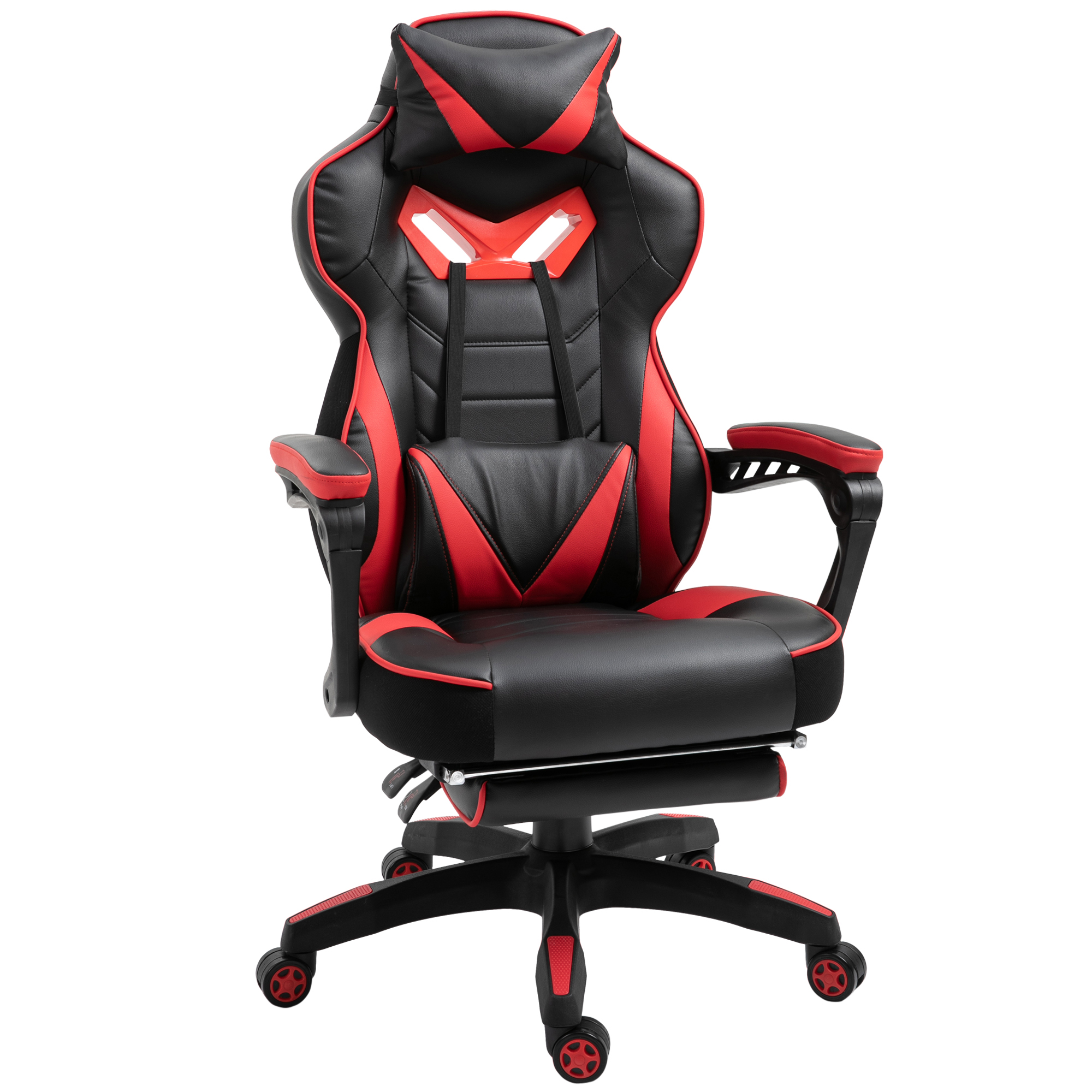 Vinsetto Ergonomische Gamingstoel met Racestijl - Uitschuifbare Voetsteun, Zwart+Rood