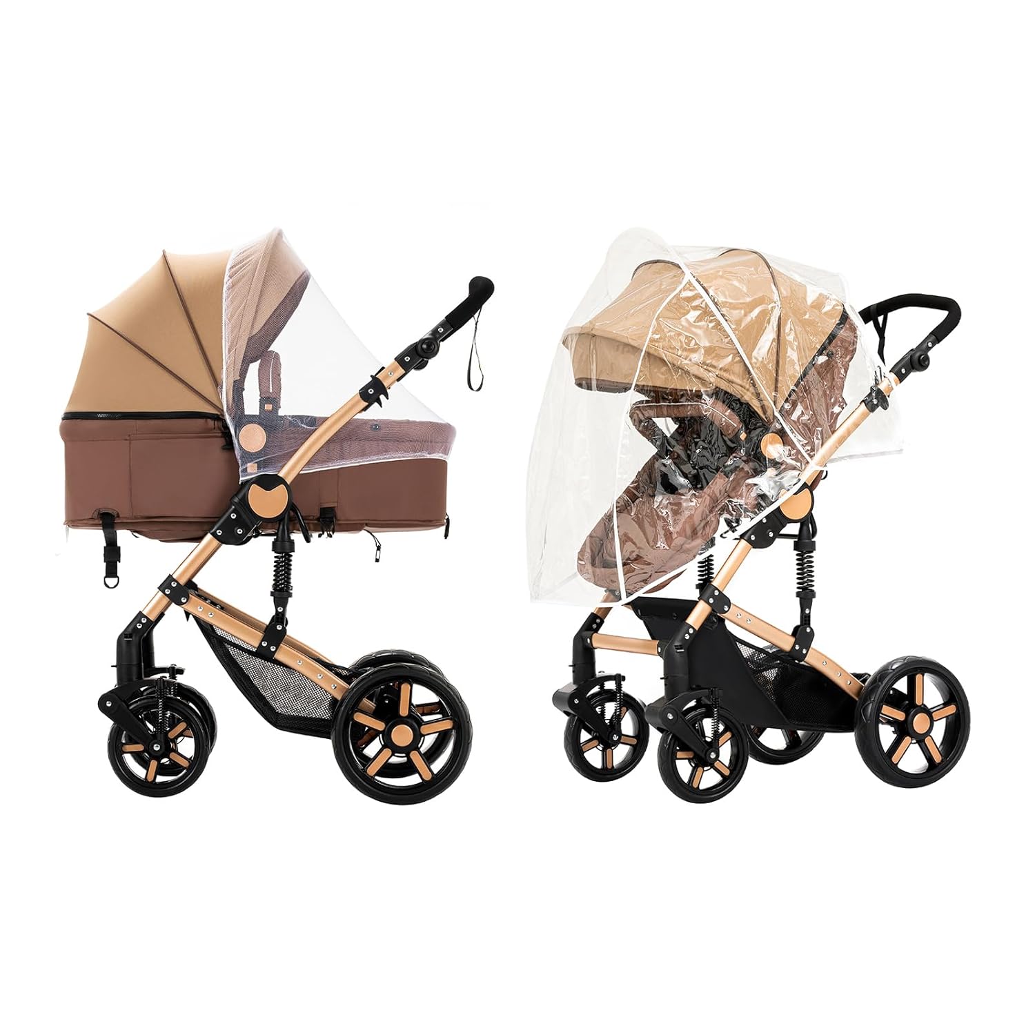 3 in 1 Kombikinderwagen 3 in 1 Reisesysteme Kinderwagen Infant Hochlandschaft Liegender Buggy Kinderwagen Neugeborenen Kinderwagen Faltbarer Standardkinderwagen (906 White)