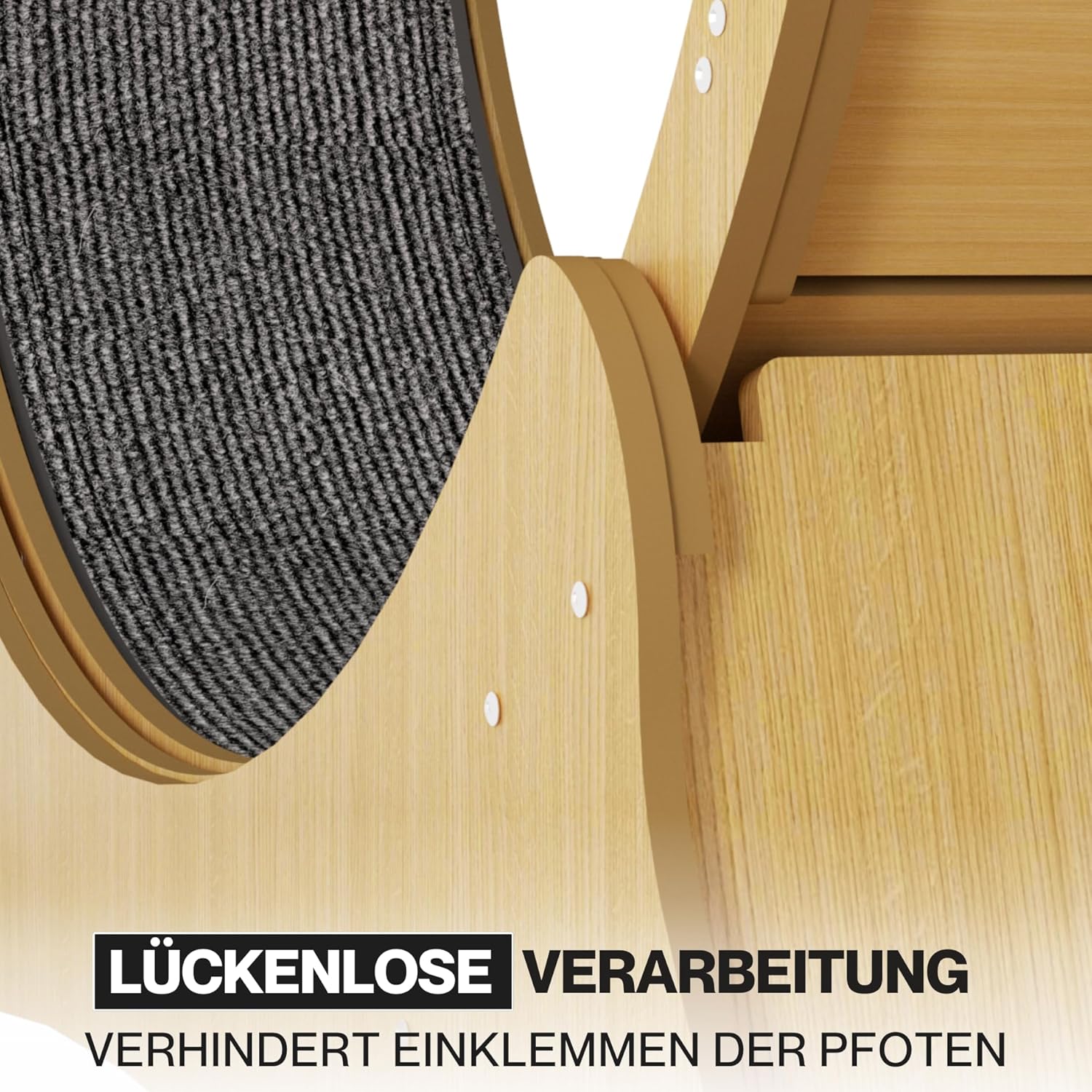 noviclass® Katzenlaufrad Baghira Groß XXL | 132cm Durchmesser Artgerecht für große Katzen | Kratzfest, stabil und leise | Gratis Spielzeug und E-Book | Geprüfte Qualität (Weiß)