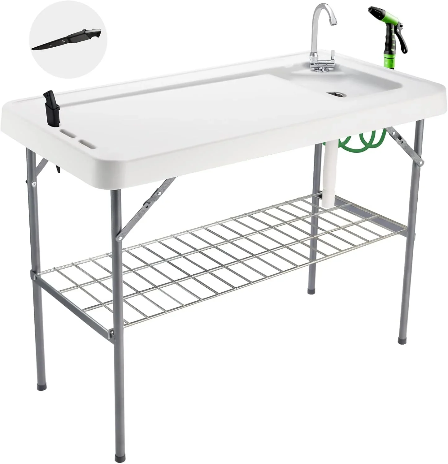 Folding Fish Cleaning Table Portable Camping Sink Table Outdoor Fish Fillet Cleaning Station