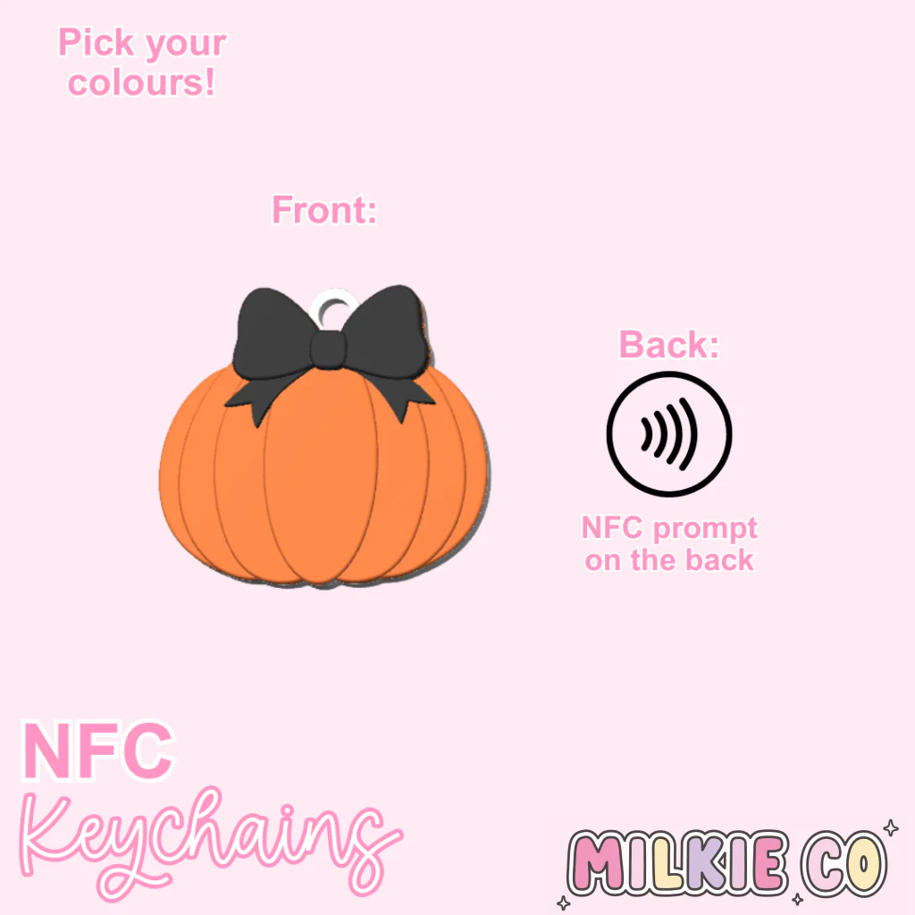 Pumpkin Bow NFC Keychain
