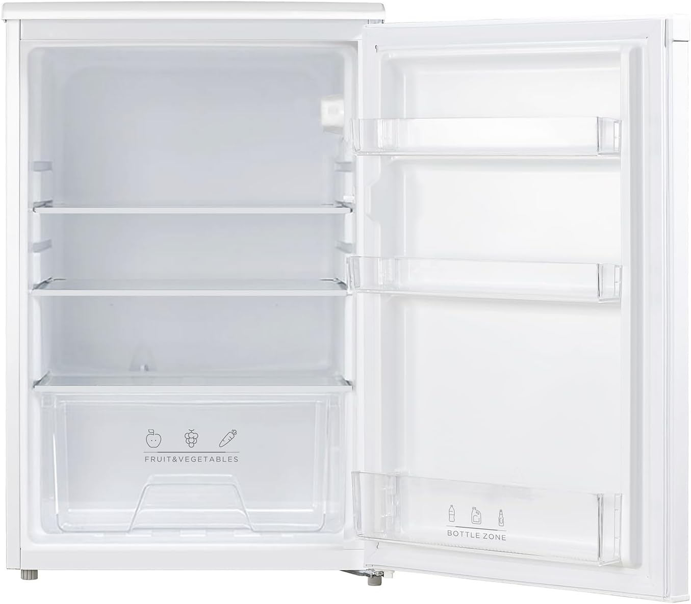 RCD133WH3(E) Kühlschrank, 131L Kühlschrank ohne Gefrierfach, Inverter-Kompressor, Obst-und Gemüsefach, 84.5cm Hx55.3cm B, 72 kWh pro Jahr, Einstellbare Temperaturregelung, verstellbare Füße