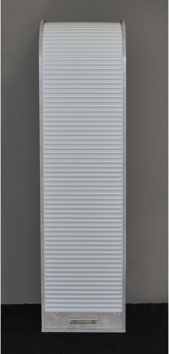 möbelando Rolloschrank Jalousienschrank Büroschrank Schrank Aktenschrank Organizer I Beton/Weiß