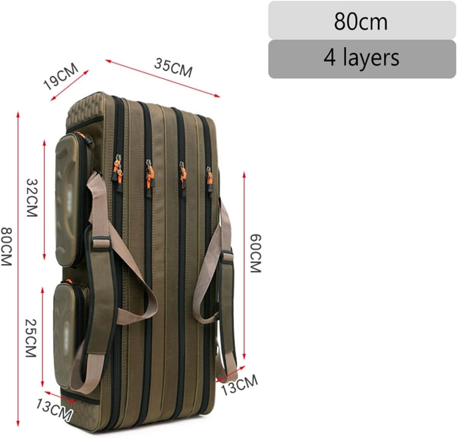 Aufbewahrungstasche für Angelgeräte 3/4 Schicht 8. 0cm Angeltasche Multifunktionale Angelrute Rolle Köder Pole Aufbewahrungstasche Hülle Angelausrüstung Rutentaschen (Size : 4 Layer 80cm)