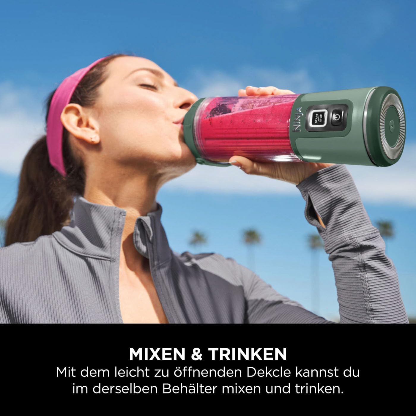 Ninja Blast Tragbarer Mixer / Blender / Smoothie Maker, 530ml Becher, Auslaufsicherer Deckel, Leistungsstarker Mini Standmixer, Kabellos & Wiederaufladbar, Zerkleinert Eis & Obst, Schwarz, BC151EUBK