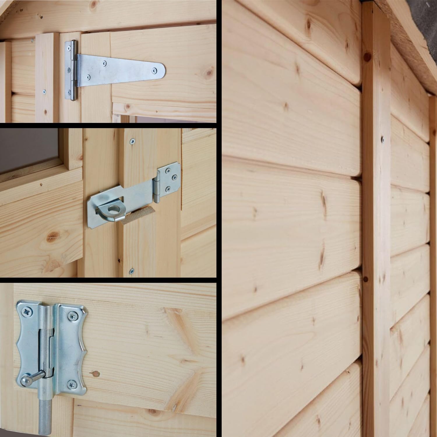 Gartenhaus Alster, Gerätehaus Holz, 251x254x210 cm, Pultdach, inkl. Fußboden, Lagerschuppen Garten, Fahrradschuppen, 6m², 19mm Wand, Naturbelassen