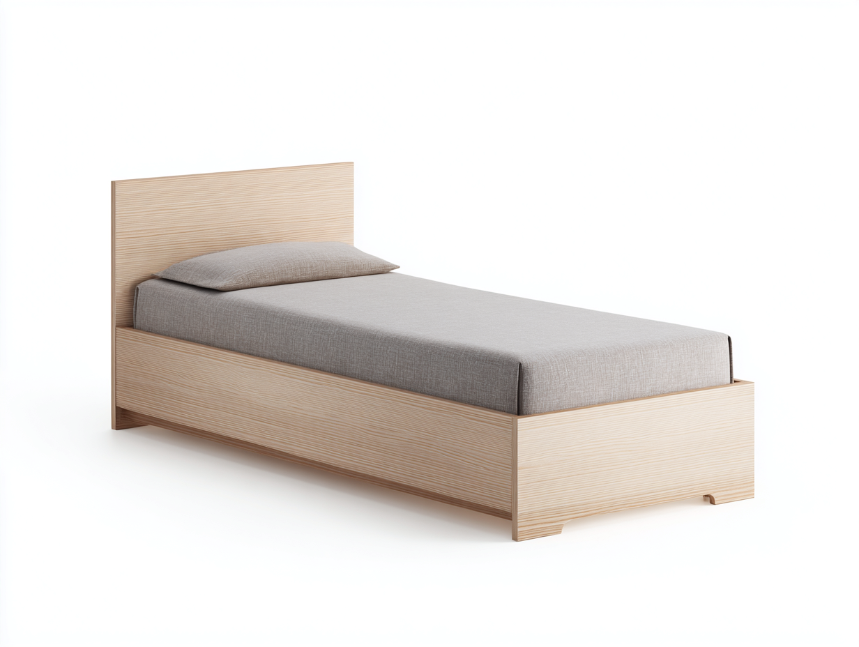 Einzelbett für Schlafzimmer Holz 205x95x85 cm - Naturholz - Modernes minimalistisches Design