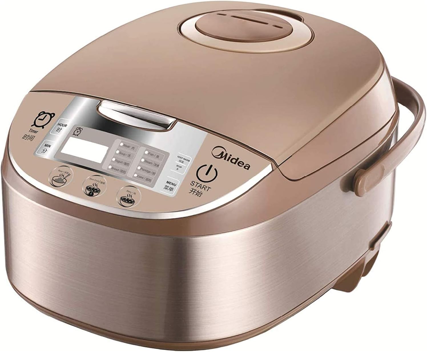 Midea Reiskocher mit Dampfgarer & Warmhaltefunktion,5L Multikocher,Antihaftbeschichteter,Messbecher,2 Reislffeln,Reis ohne Anbrennen, 24H-Timer-Funktion