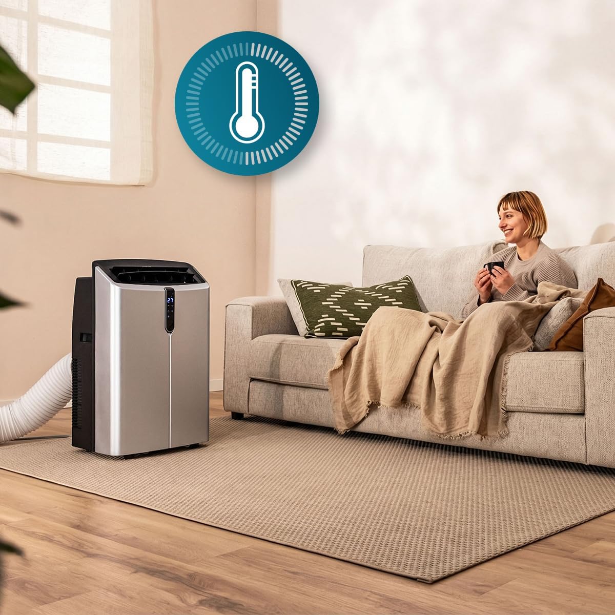 Cecotec Mobile Klimageräte ForceClima 14800 Nux Heating. 14000 BTU, Heizfunktion, 5 Modi, 3 Stufen, für große Räume bis 35 m², Entfeuchter 30 L/Tag, LED-Display, Timer, Oszillation, R290, Klasse A