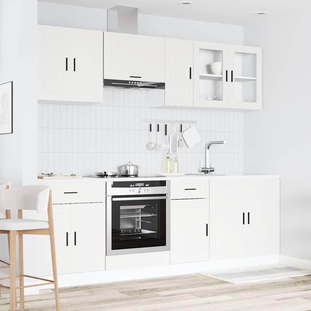 8-TLG. Küchenschrank-Set Holzwerkstoff, Küchenzeile Einbauküche, Schrank-Set, Unterschrank, Küchenschrank, Hängeschrank Weiß
