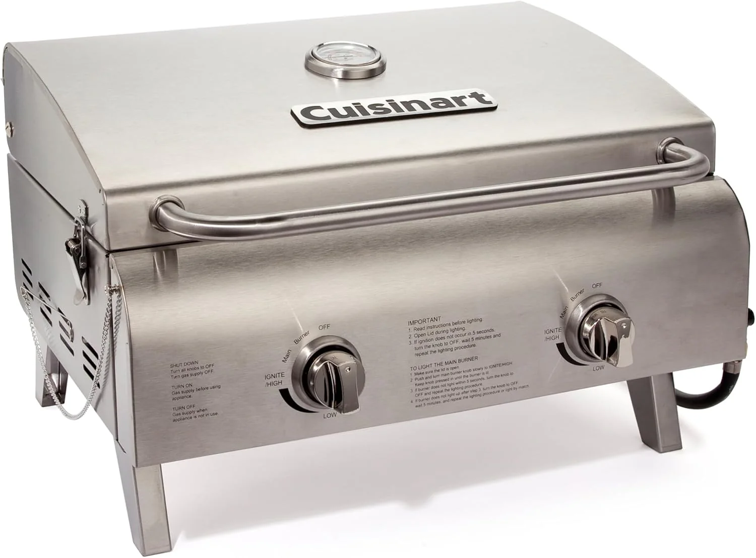 Cuisinart Chef's Style Tabletop Portable Propane Grill 20.000 BTU Stainless Steel Gas Grill