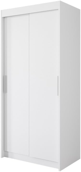 L1 100 cm Weiß Schiebetüren Kleiderschrank 100x216x60 cm Schlafzimmermöbel, Aufbewahrung - Mehrzweckschrank - Farbe: Weiß