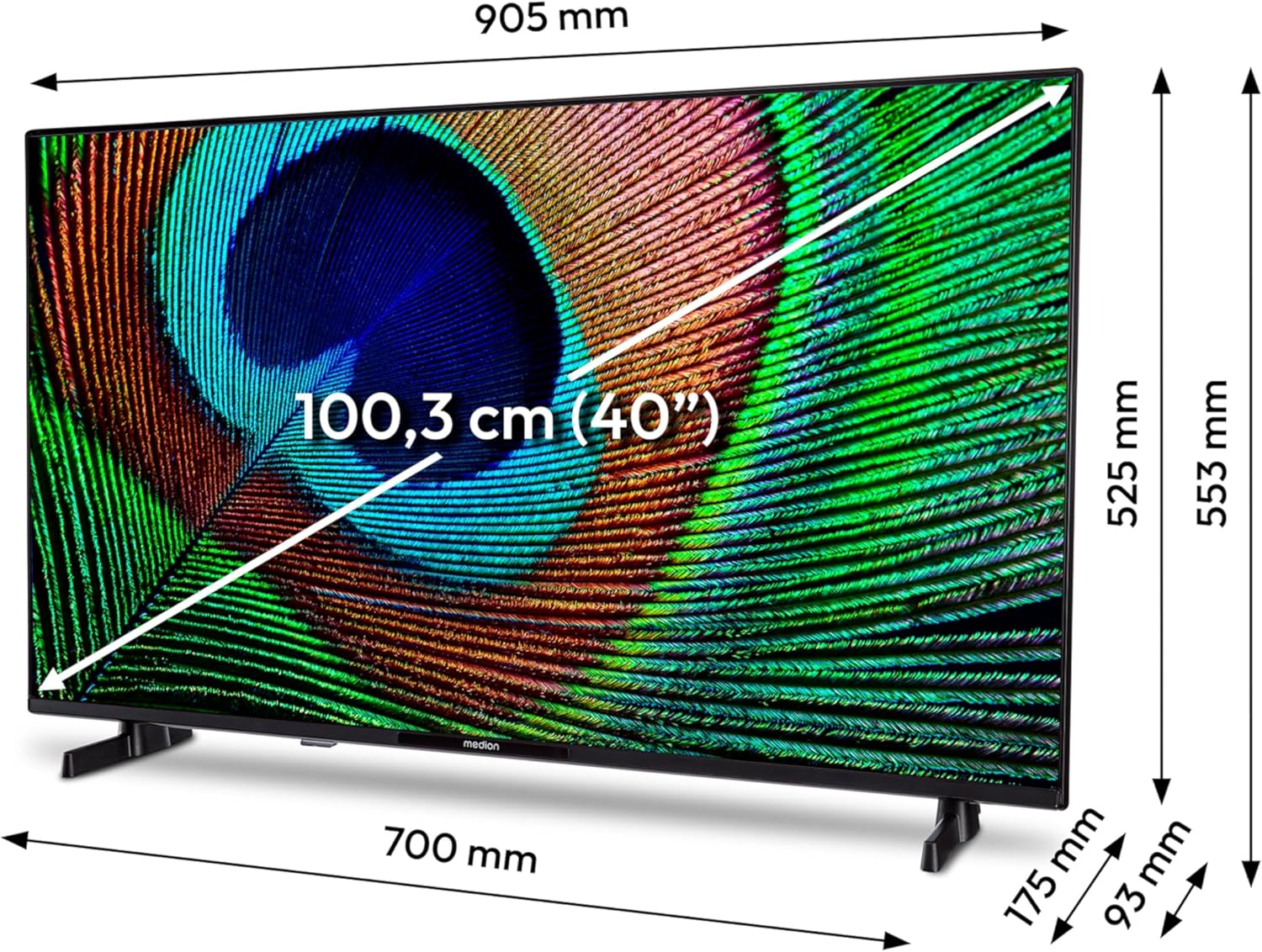 MEDION 100,3 cm (40 Zoll) Full HD Fernseher (Android TV, Smart TV, HDR, Prime Video, PVR, Bluetooth, MD 840100)