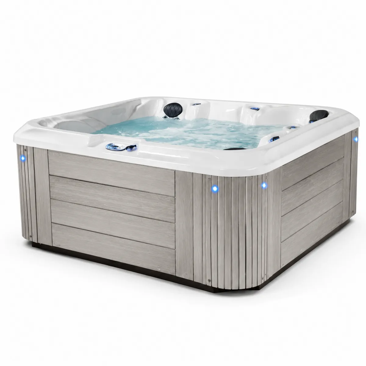 Whirlpool für 6 Personen, Acryl, Aluminium, Weiß/Grau
