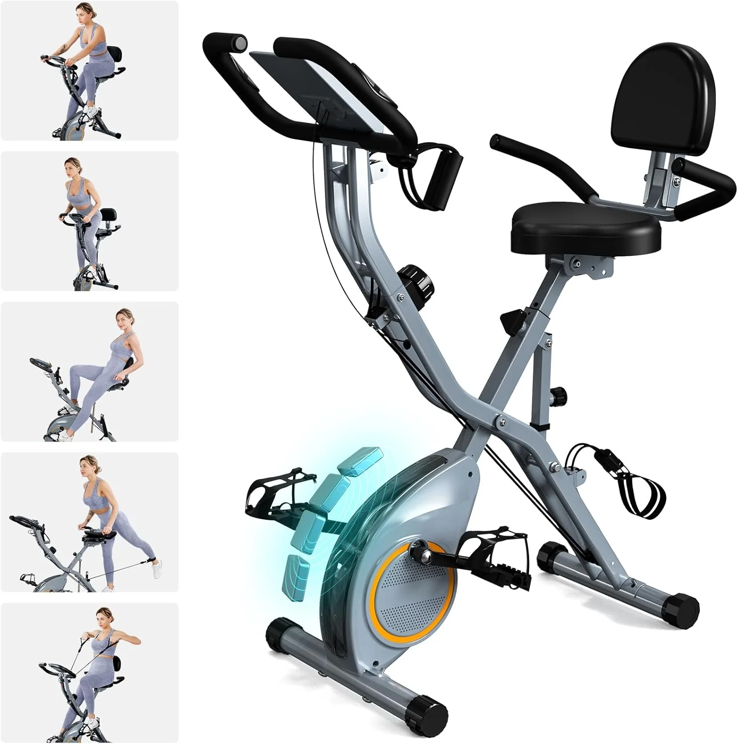 Foldable Exercise Bike Stationary Bikes for Home. 5 IN 1 Indoor Workout Bike. Cycling Bike with 16-Level Quiet Magnetic Resistance. 6.6 LBS Flywheel and 300LBS Capacity. 2025 Designed 817 X-bike