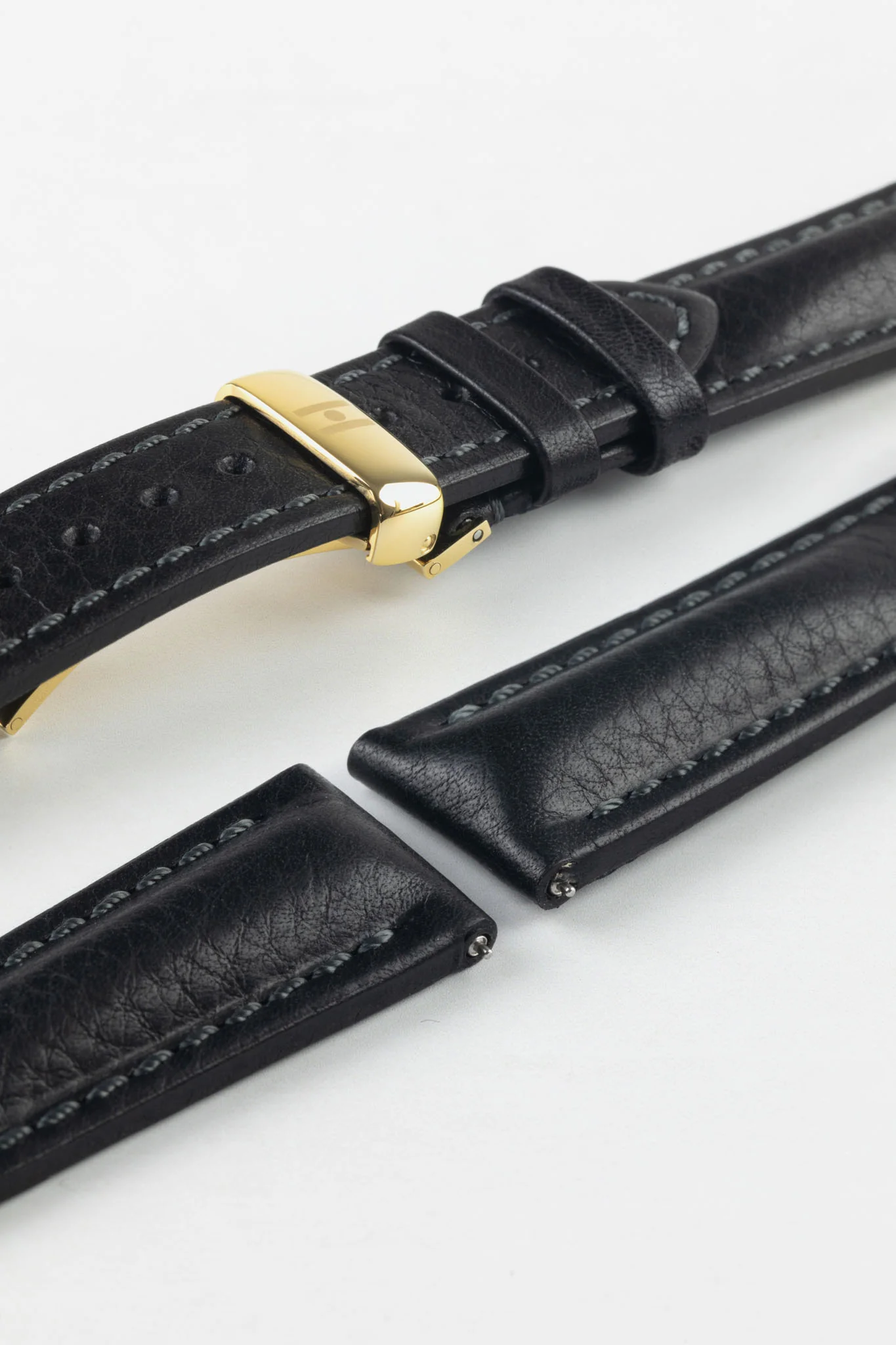Hirsch LUCCA Tuscan Leather Watch Strap in BLACK
