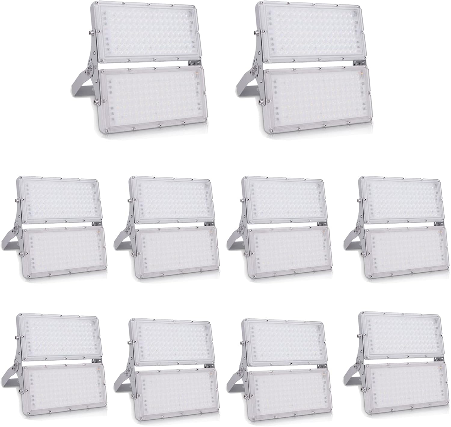 LED Strahler Außen 200W 20000LM Fluter Flutlichter, 10er 6500K Kaltweiß Scheinwerfer, IP65 Wasserdicht Außenstrahler, Sicherheitsbeleuchtung für Garten Garage Hof Sportplatz Veranda Werkstatt
