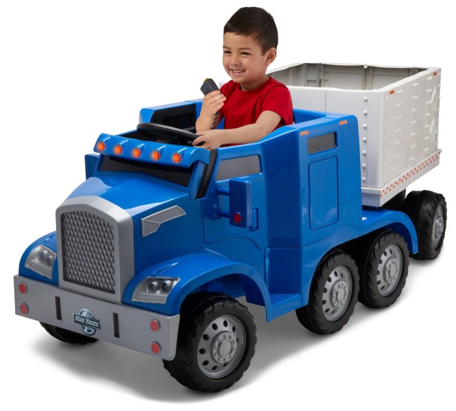 Kid Trax Semi-Truck and Trailer Ride-On Toy Blue, Rig