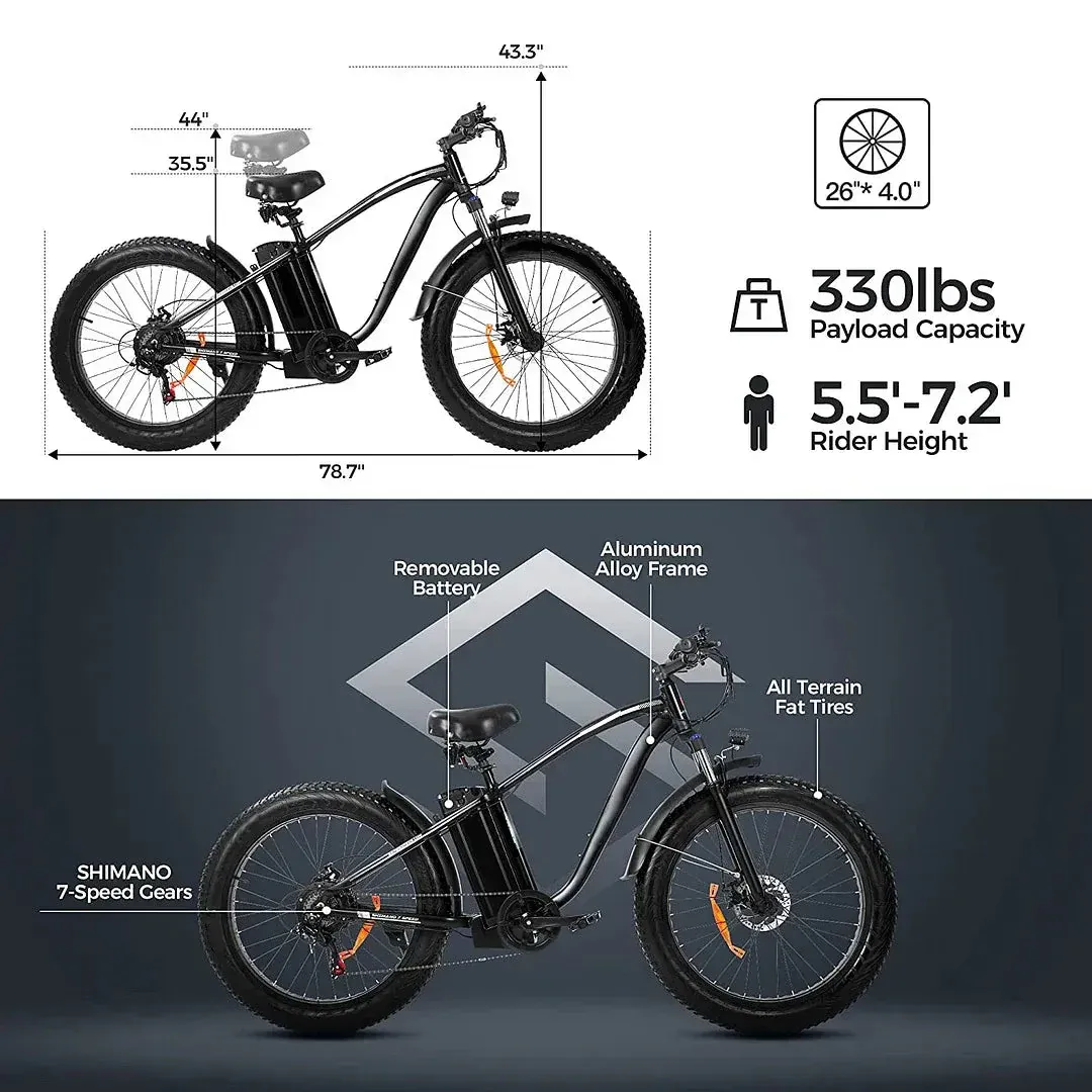 Outdoor electric bike with 48V/15Ah lithium battery