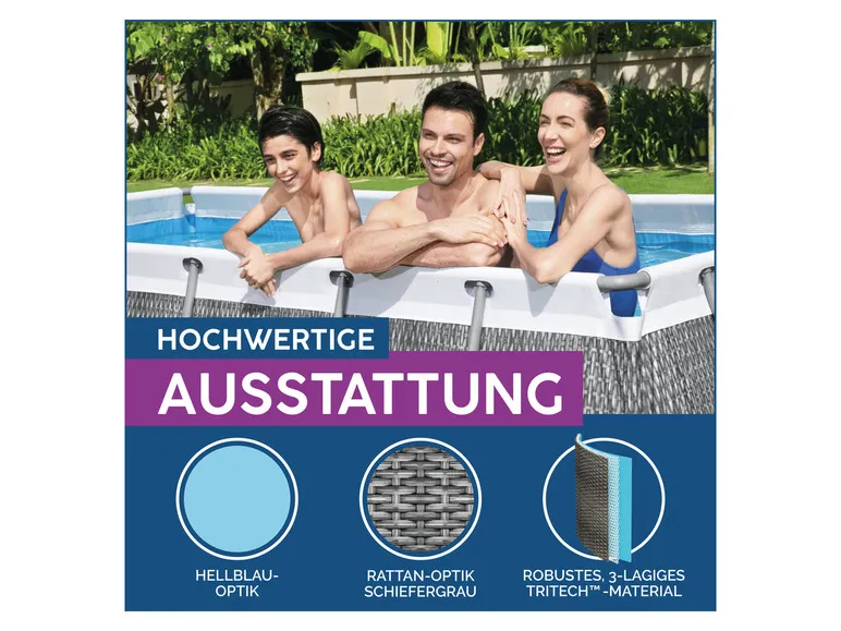 Power Steel? Frame Pool Komplett-Set mit Filterpumpe, ca. L 412 x B 201 x L 122 cm