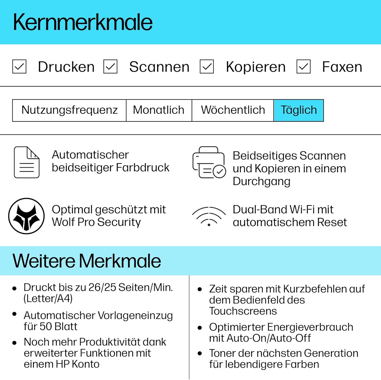 HP Color LaserJet Pro MFP 3302fdwg Multifunktions-Farblaserdrucker, Fax, Automatischer beidseitiger Druck, Touchscreen, Wi-Fi, Ethernet, USB, HP Wolf Pro Security