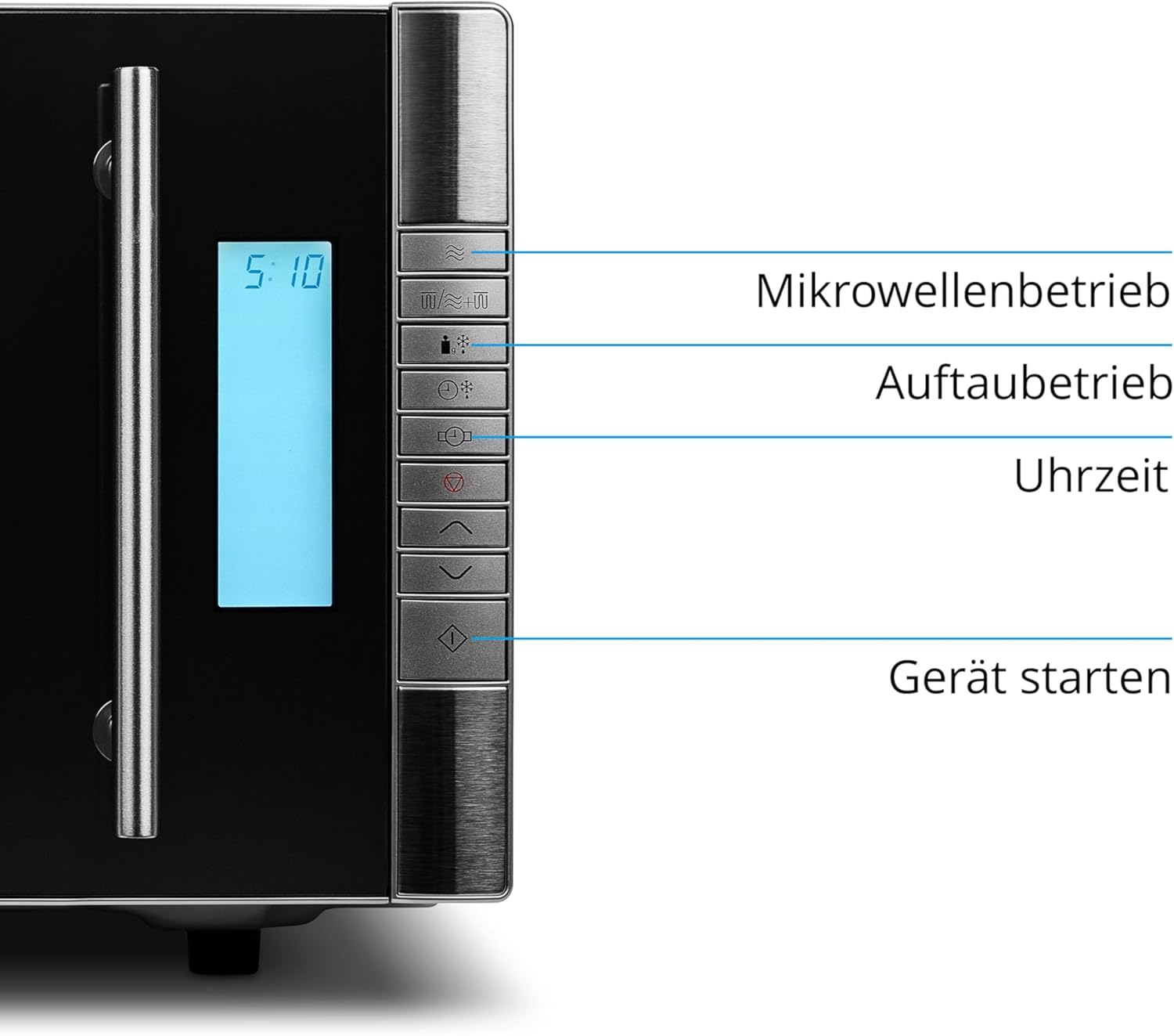 MEDION MD 14482 Mikrowelle mit Grill / 20L Garraum / 8 Automatikprogramme/Auftaufunktion / 800 Watt Mikrowellen- und 1000 Watt Grillleistung/Zeitschaltuhr/Grillrost/silber/schwarz