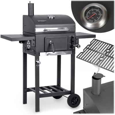GRILL WĘGLOWY BBQ - ŻELIWNY RUSZT XXL 57 x 43 cm DUŻY ZAMYKANA POKRYWA