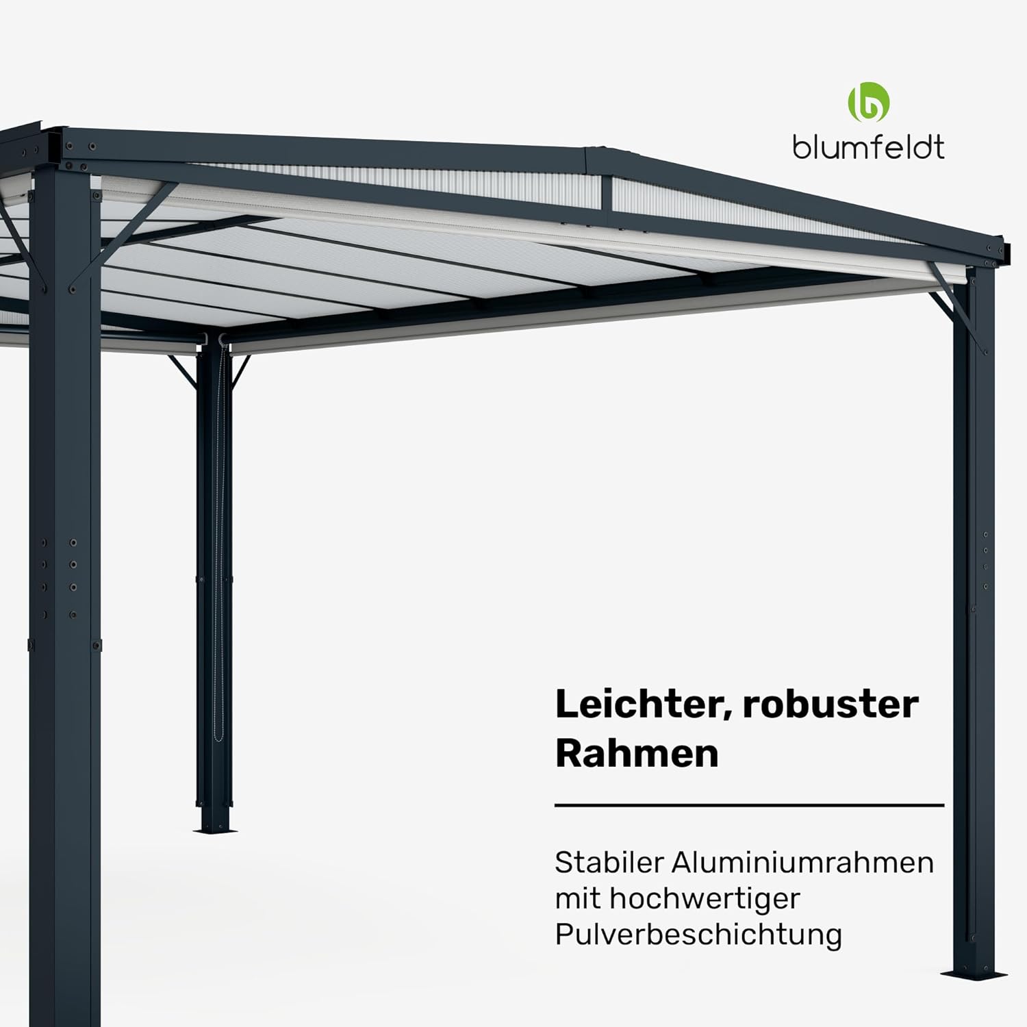 blumfeldt Pergola 3x4 m, Überdachung Mit Polycarbonatdach & Einziehbaren Seitenwänden, Pulverbeschichteter Aluminiumrahmen, Wetterfest & Stabil, Einfacher Aufbau, Winterfest
