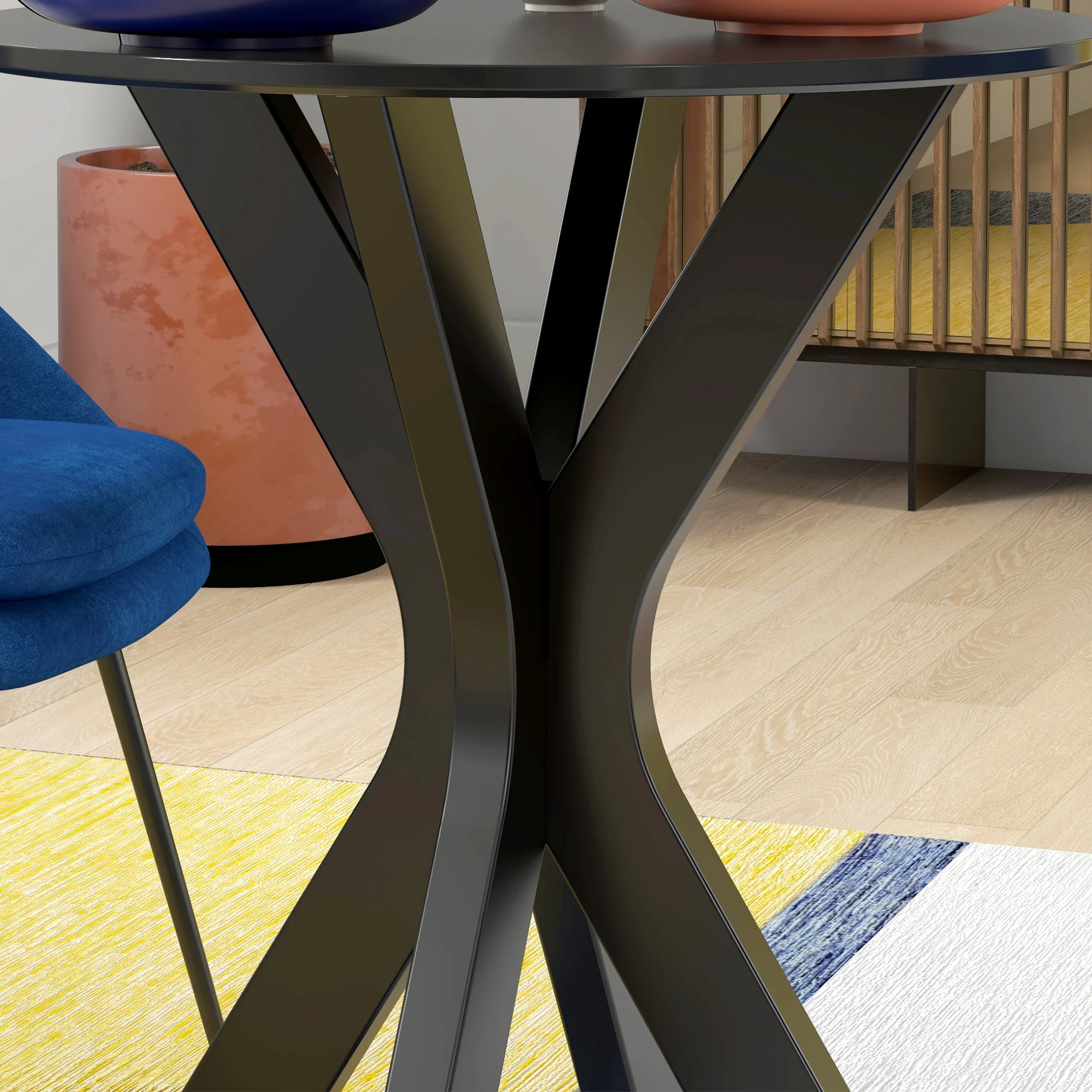 HOMCOM Ronde Eettafel Keukentafel, Modern Ontwerp, 78 cm x 78 cm x 75 cm, Zwart